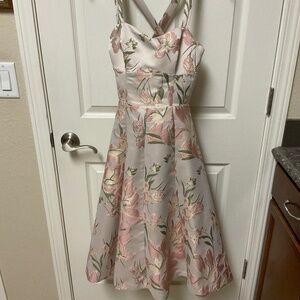 Tea length floral satin brocade dress.  NWT.  Gianni Bini. Size 0.